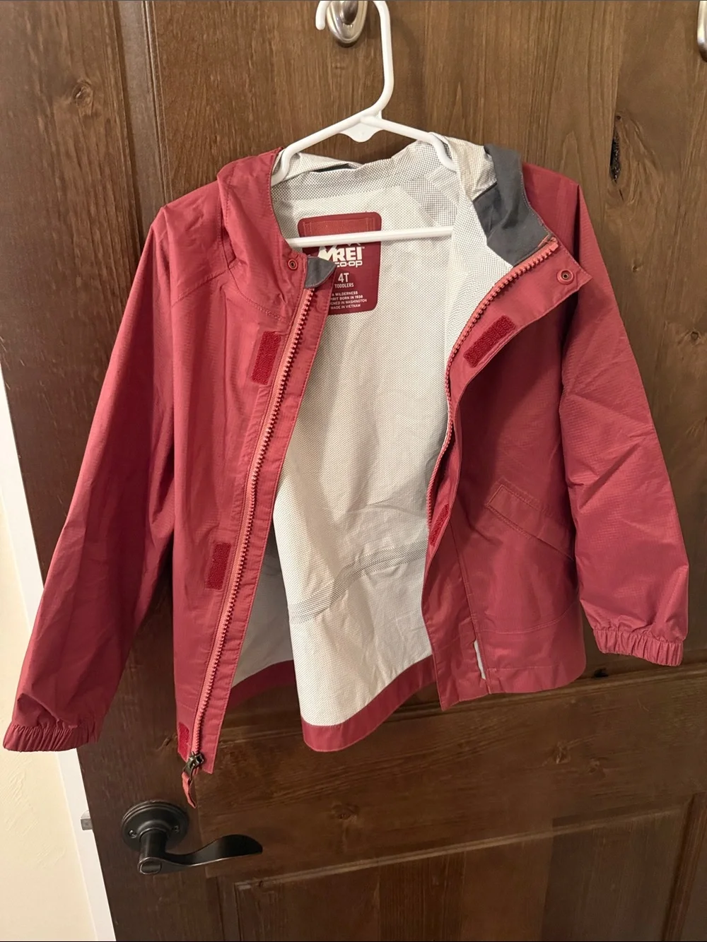 REI Kids' Rain Suit Waterproof Hooded Jacket (Maroon) & Waterproof Pants (Black)